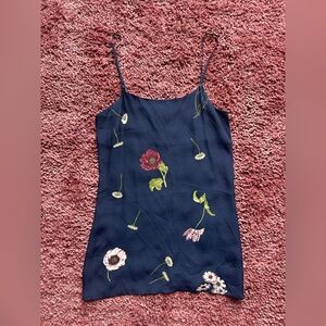 Reformation Navy Floral Mini Dress